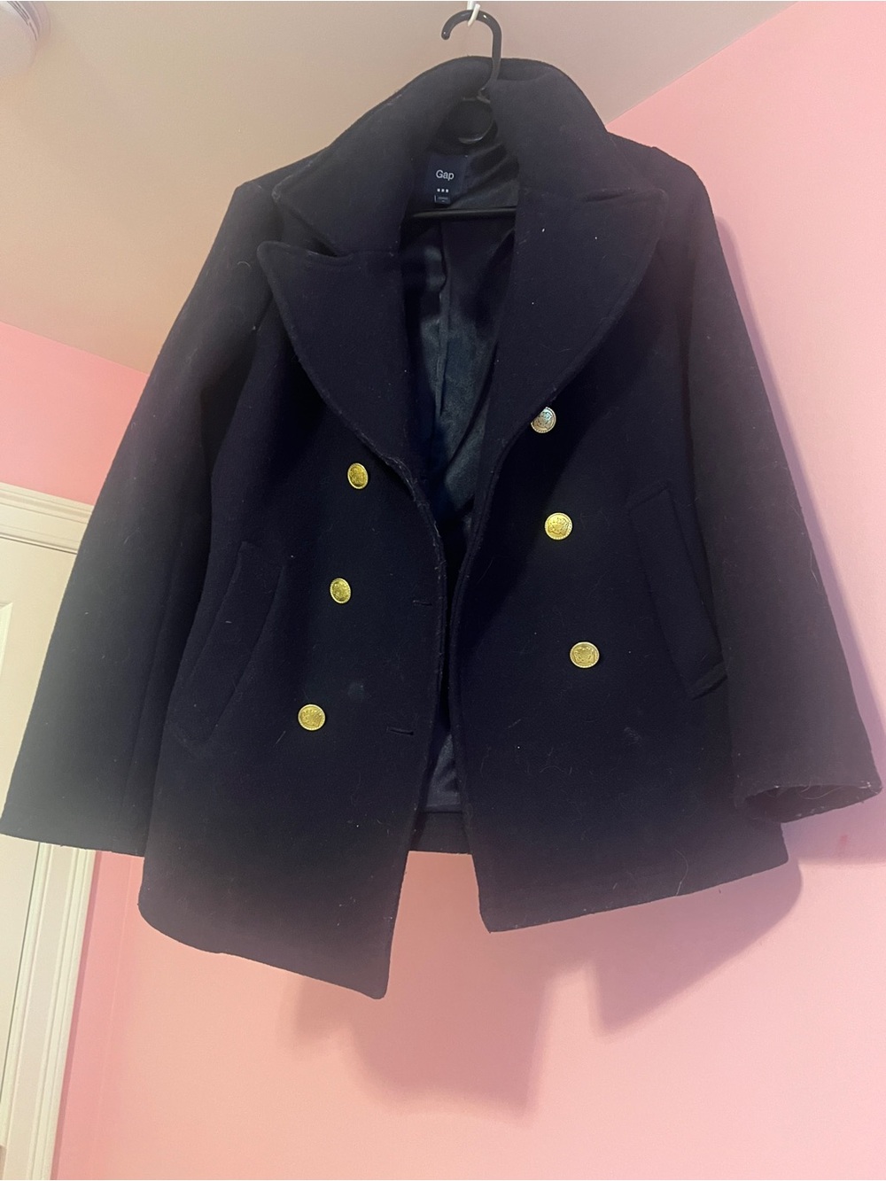 GAP Navy Double-Breasted Peacoat with Gold Buttons